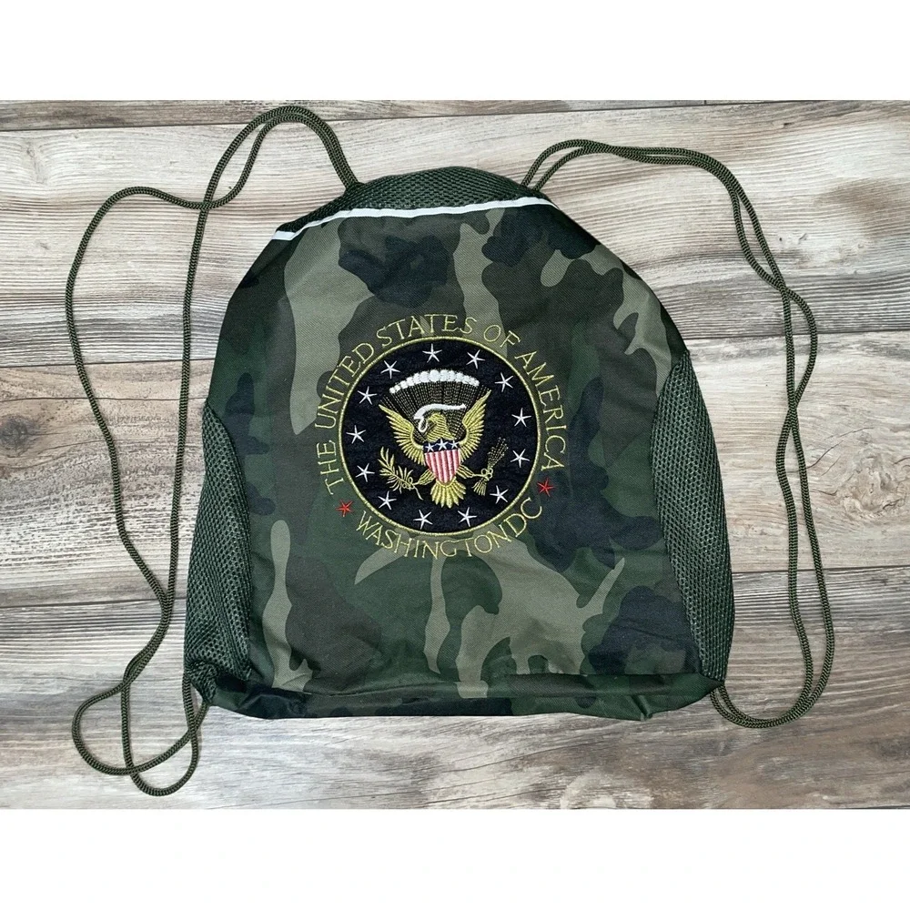 United‎ States Of America Washington D.C. Eagle Logo Drawstring Backpack Camo